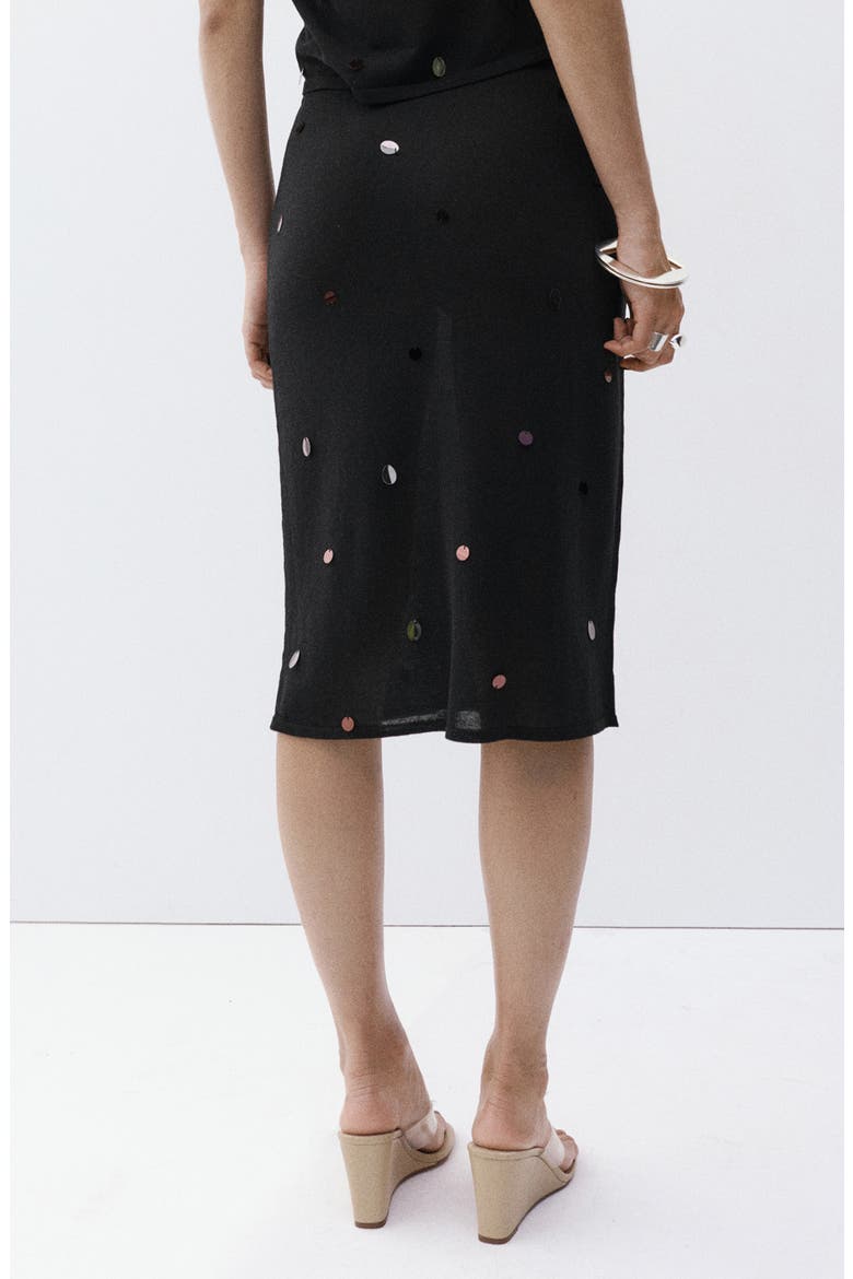 Fine Knit Sequined Skirt, Alternate, color, BLACK
