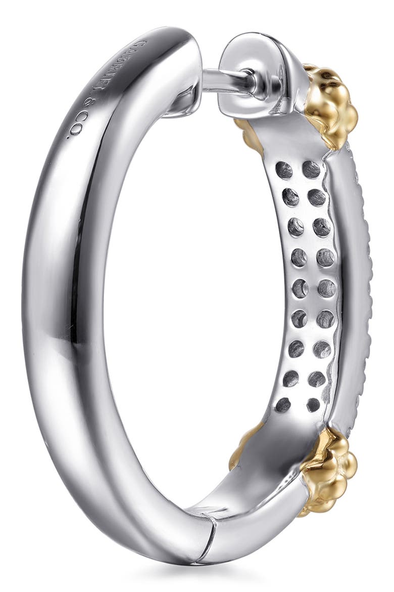 Bujukan 14K Gold, Sterling Silver & White Sapphire Hoop Earrings, Alternate, color, SILVER/ 14K YELLOW GOLD