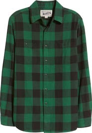 Schott NYC Buffalo Check Flannel Long Sleeve Button-Up Shirt