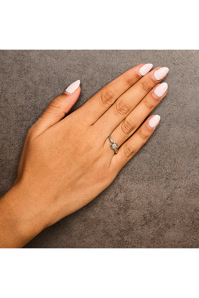 10K Yellow Gold Diamond Cluster Twisted Promise Ring, Alternate, color, Yellow Gold
