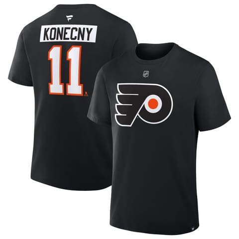 Men's Fanatics Travis Konecny Black Philadelphia Flyers Authentic Stack Name & Number T-Shirt