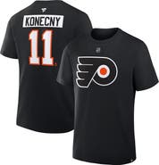 FANATICS Men's Fanatics Travis Konecny Black Philadelphia Flyers Authentic Stack Name & Number T-Shirt