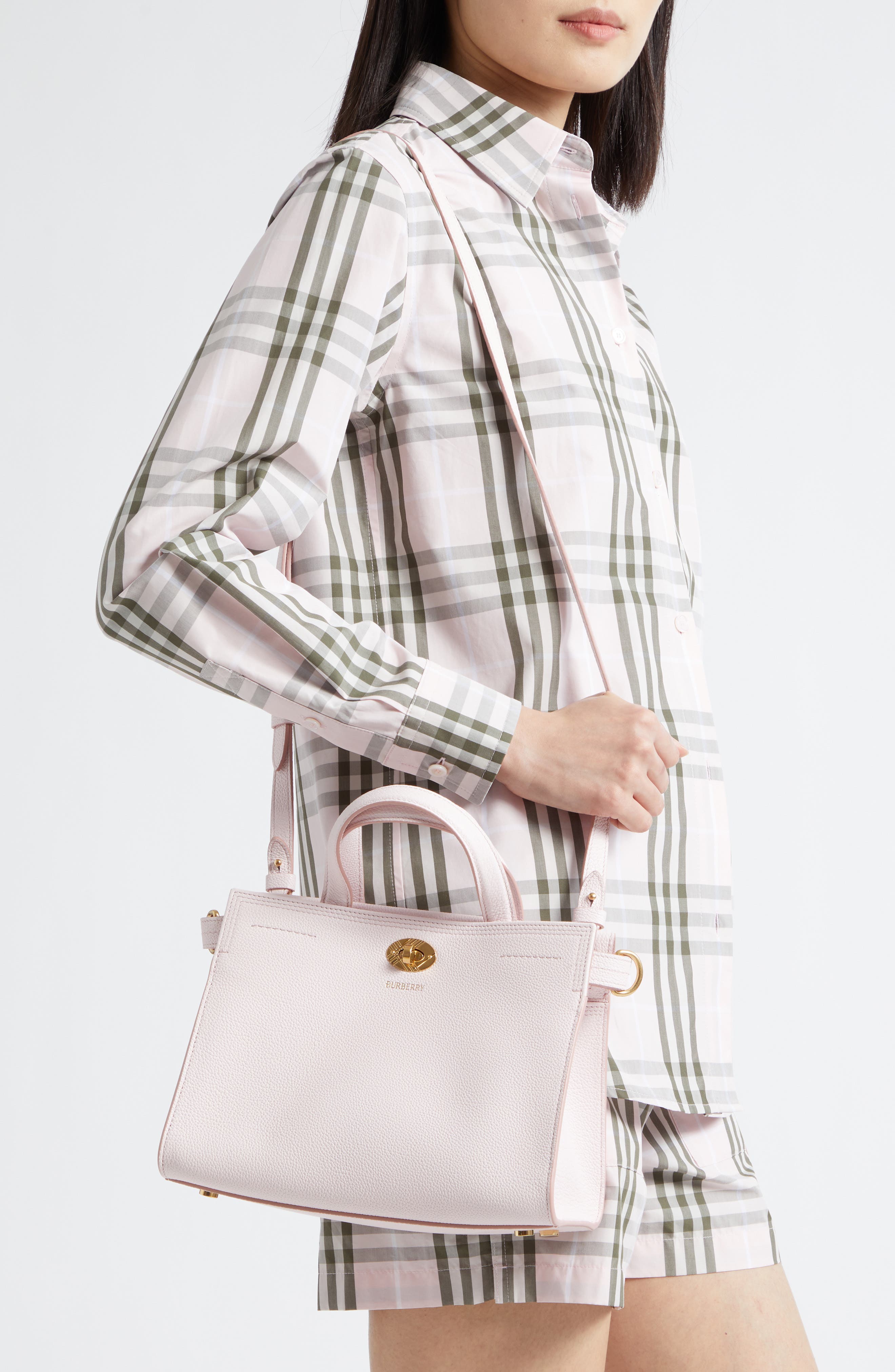 Burberry Cotswolds Leather Tote, Alternate, color, Cameo Pink
