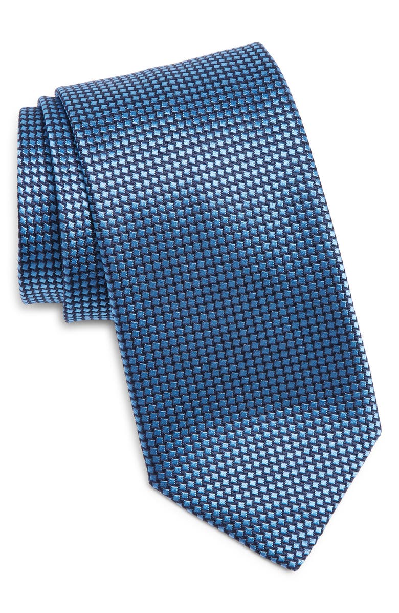 Canali Neat Silk Tie, Main, color, Blue