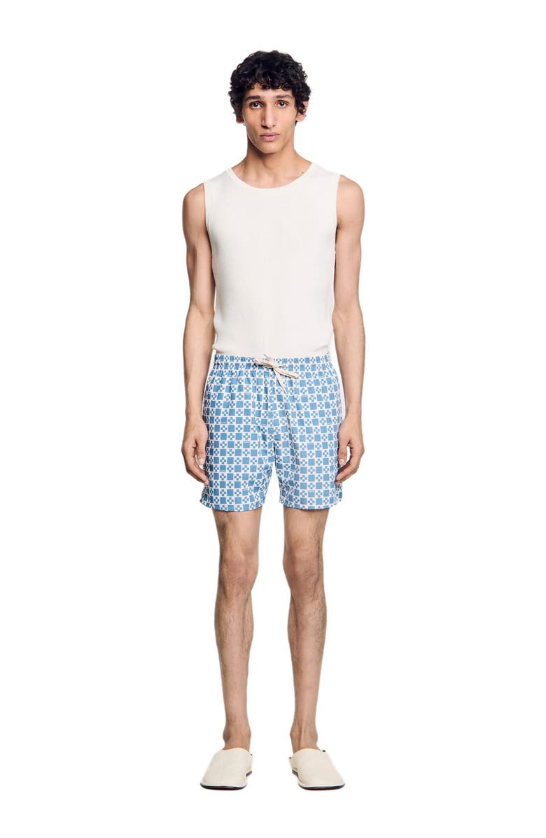 SANDRO Square Cross swim shorts, Alternate, color,