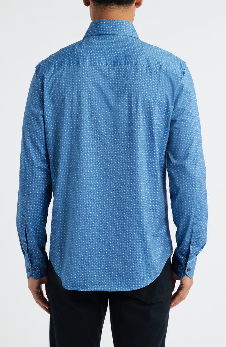 Bugatchi Devon OoohCotton<sup>®</sup> Geo Print Button-Up Shirt, Alternate, color, Cobalt