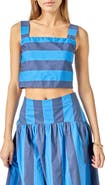 English Factory Striped Cotton Crop Top