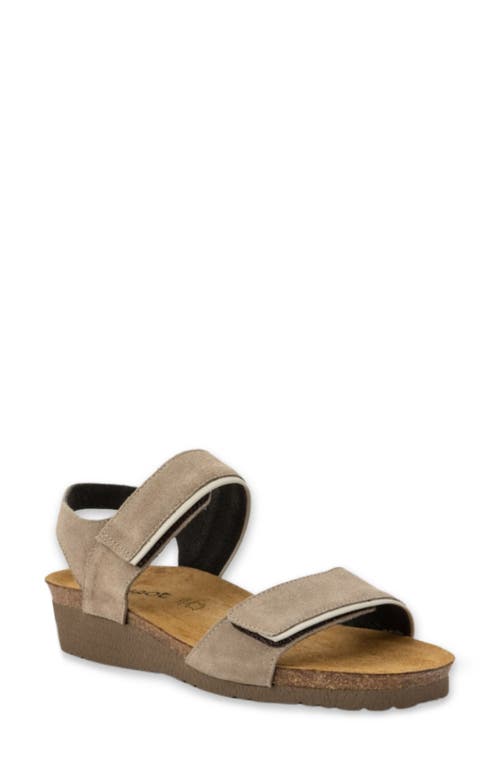 Naot Aisha Wedge Sandal In Almond Suede/soft Ivory