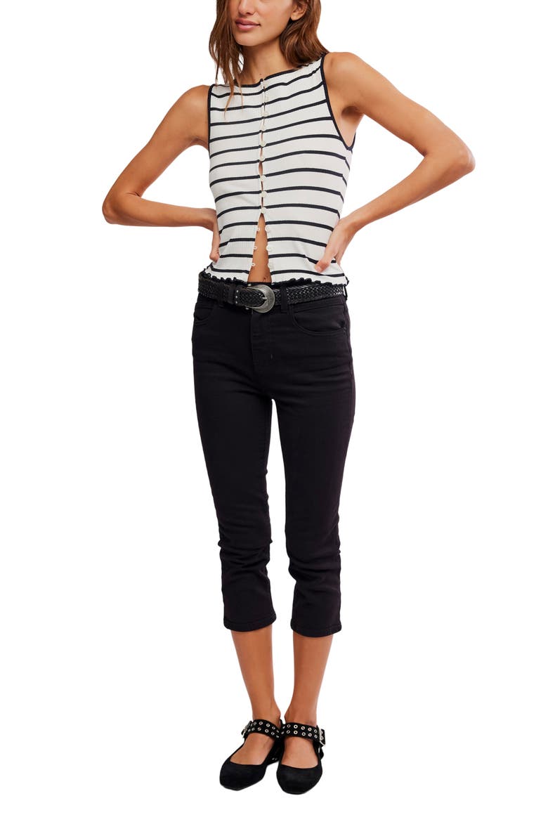 Tilly Stripe Stretch Cotton Rib Tank, Alternate, color, BLACK/ WHITE COMBO