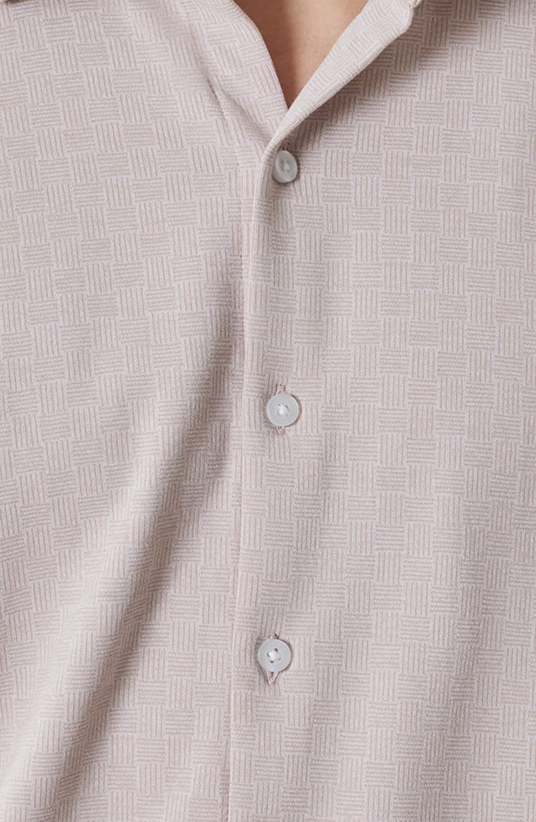 Robert Barakett Valor Knit Short Sleeve Cotton Blend Knit Button-Up Shirt, Alternate, color, Shadow Coral