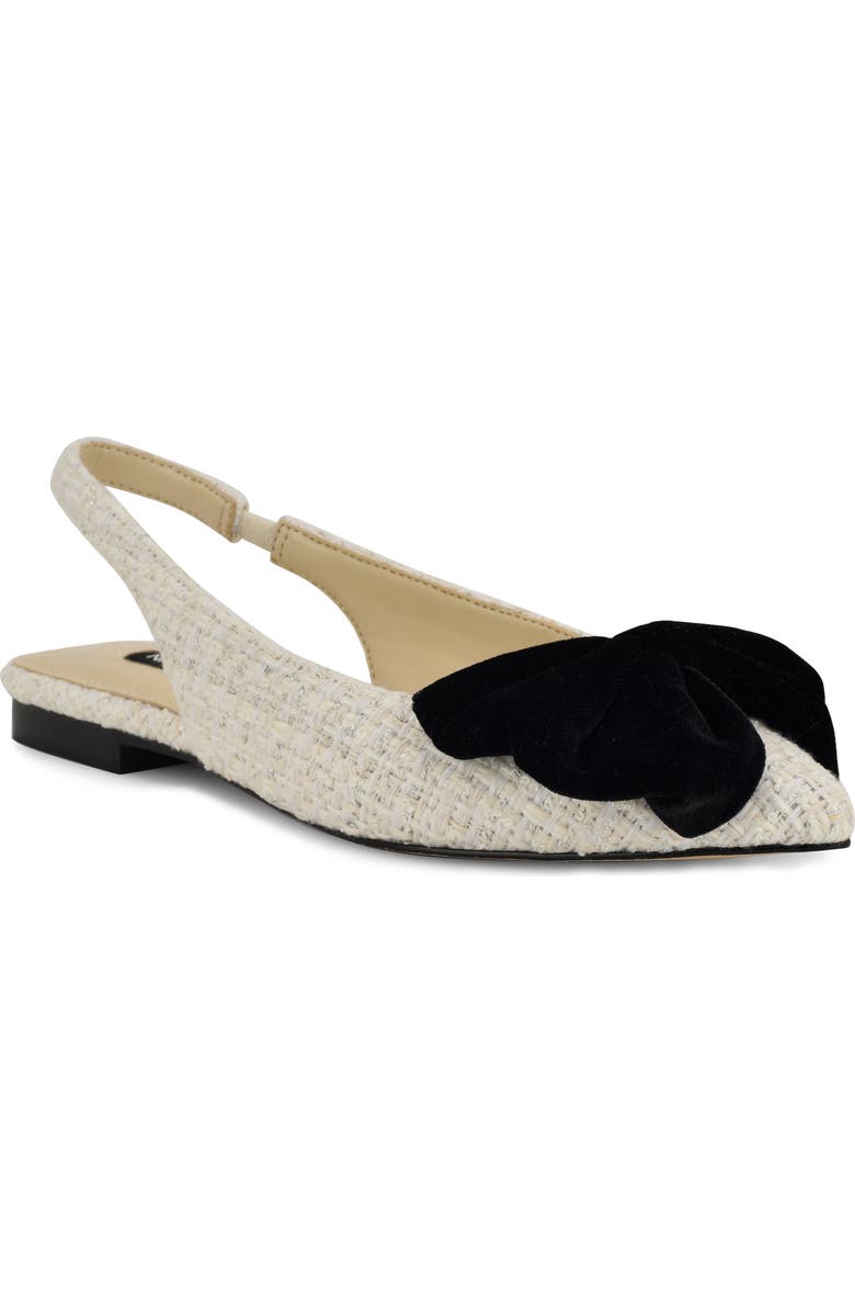 Nine West Junnie Pointed Toe Slingback Flat, Main, color, Ivory