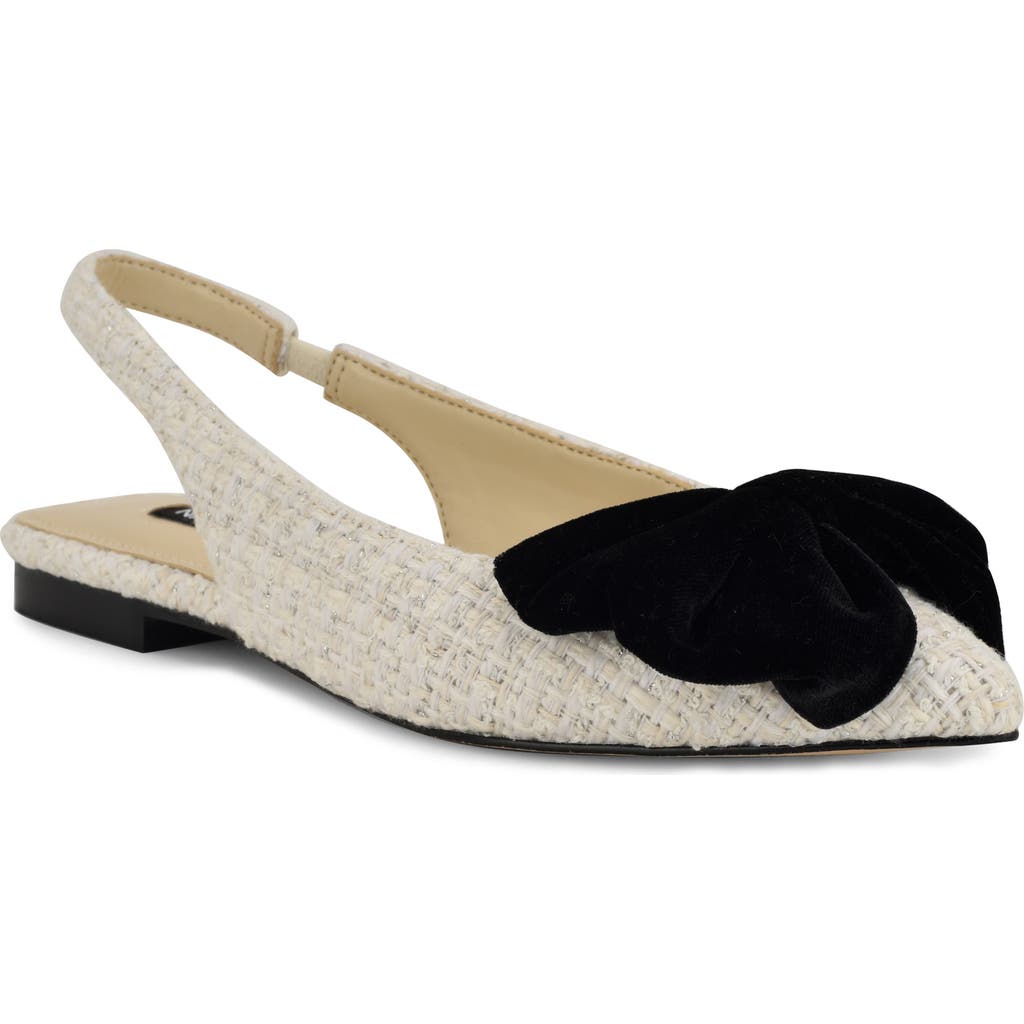 Shop Nine West Junnie Pointed Toe Slingback Flat In Ivory