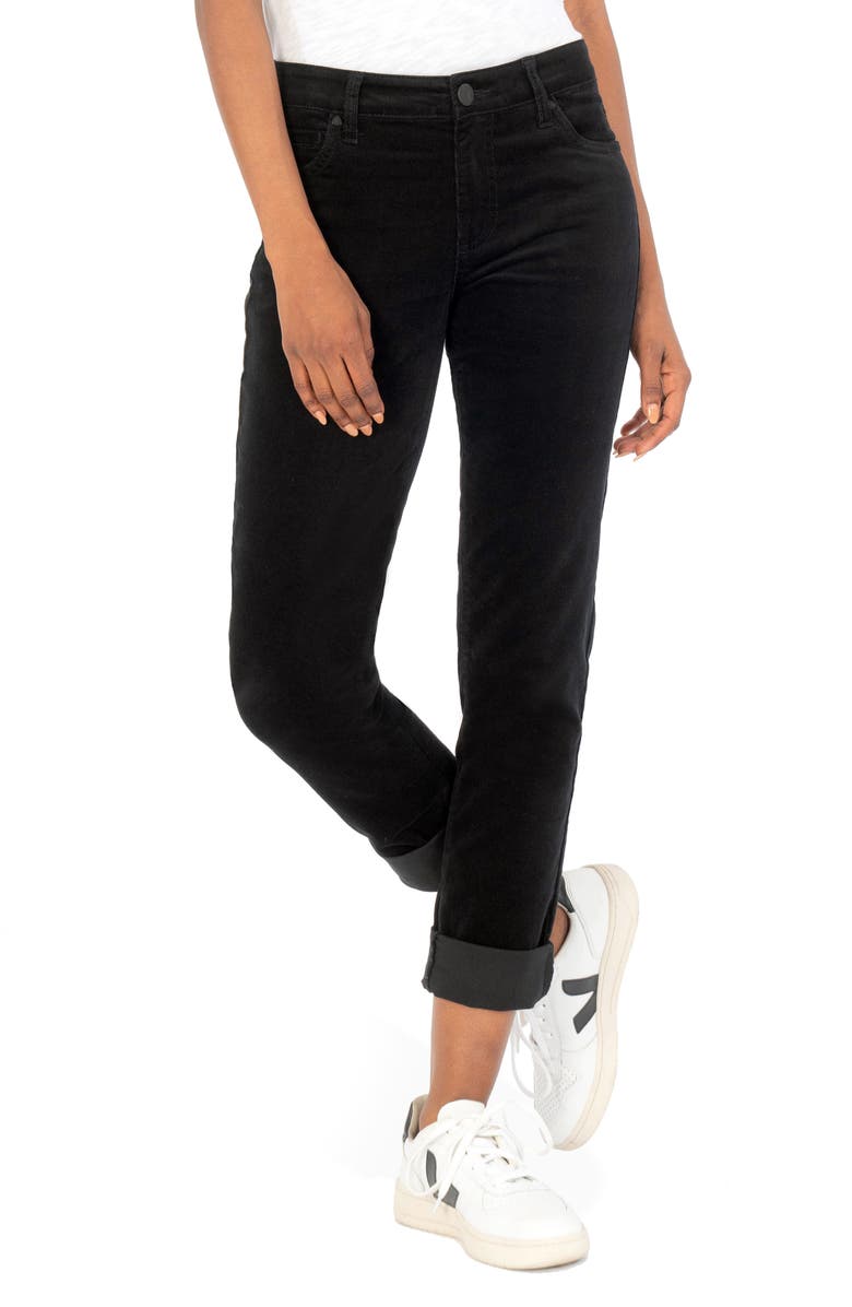 KUT from the Kloth Catherine Stretch Cotton Corduroy Boyfriend Pants, Main, color, Black Jm