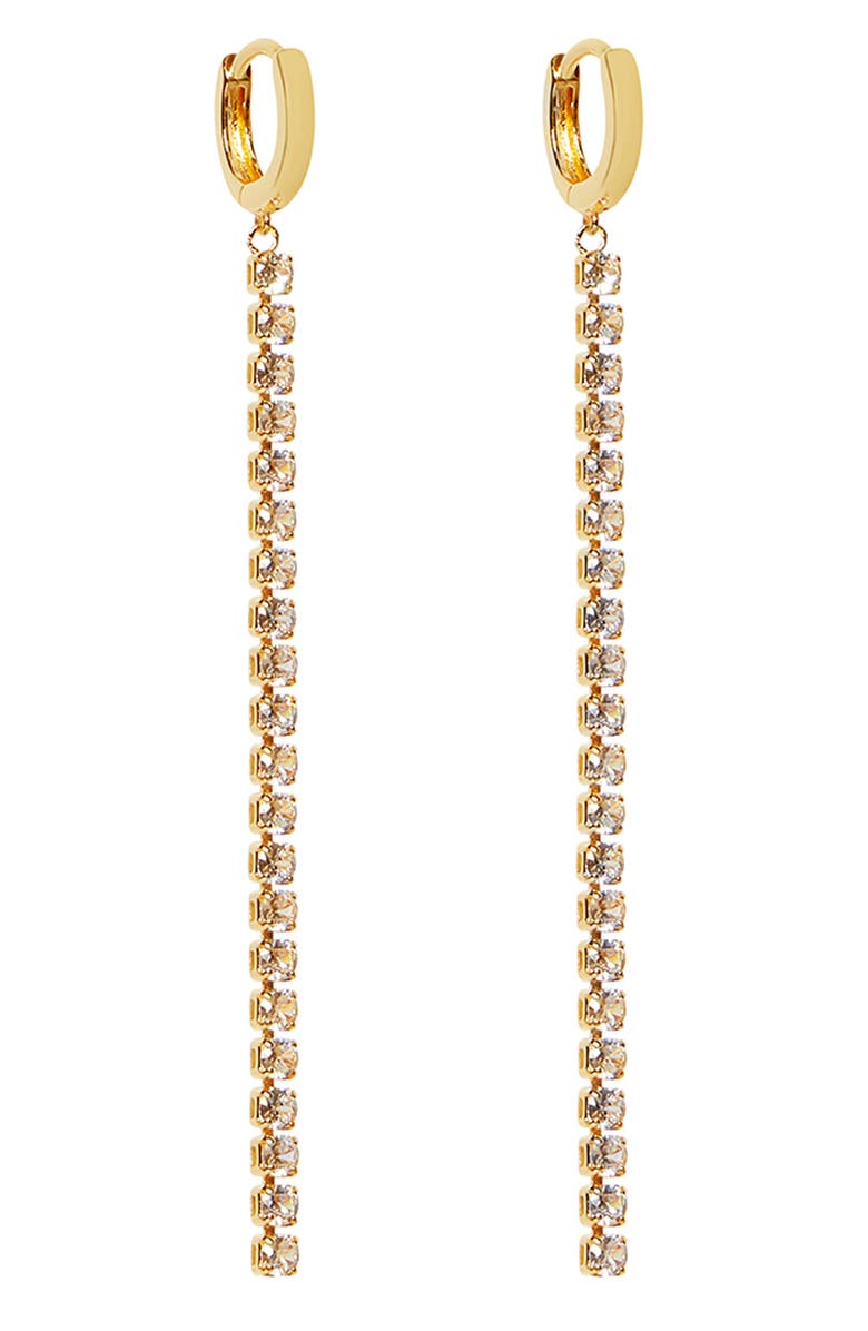 Argento Vivo Sterling Silver Cubic Zirconia Tennis Drop Huggie Hoop Earrings, Main, color,