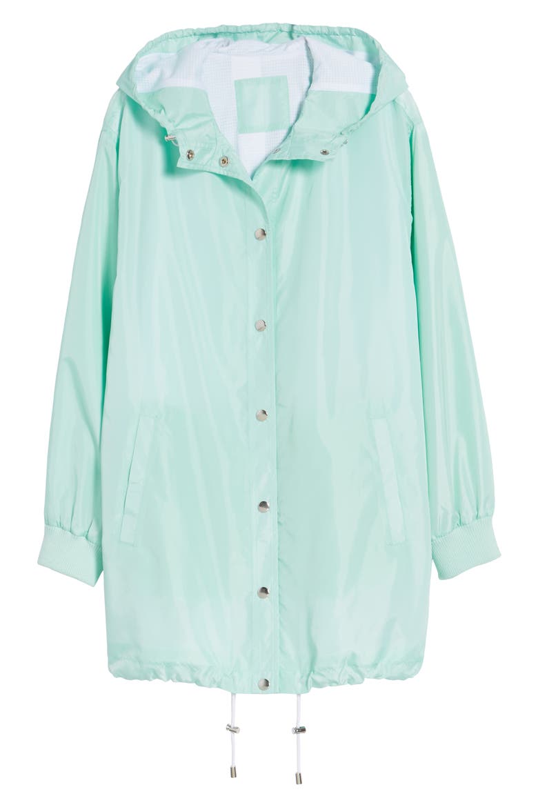 Longline Hooded Windbreaker, Alternate, color, GREEN LILY