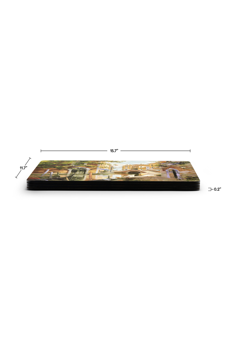 Venetian Scenes Set of 4 Cork Back Placemats, Alternate, color, Multi