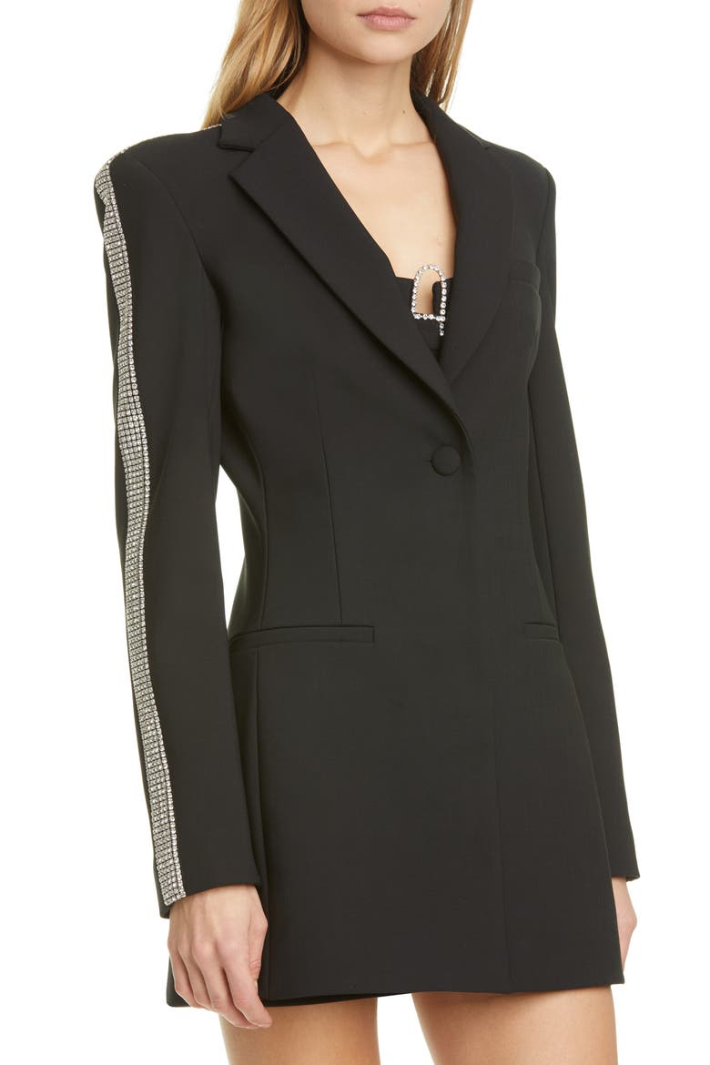 Crystal Stripe Long Sleeve Blazer Minidress, Alternate, color, BLACK