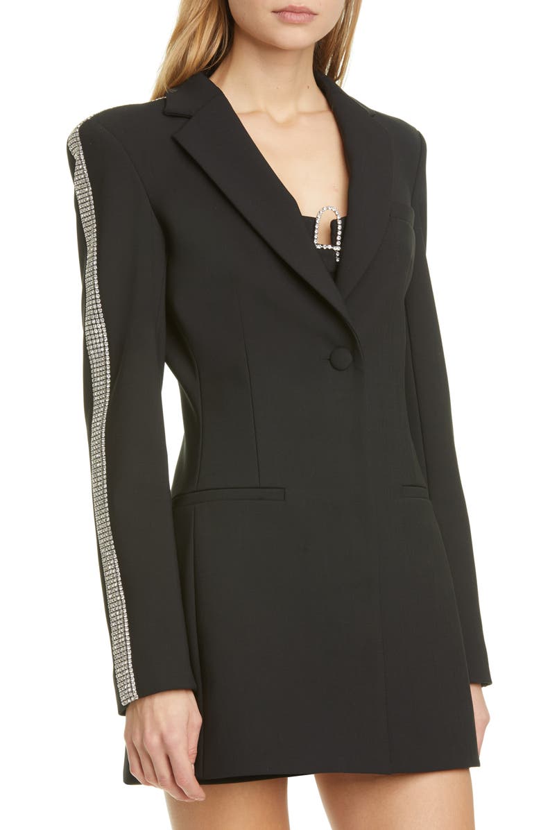 Area Crystal Stripe Long Sleeve Blazer Minidress, Alternate, color,