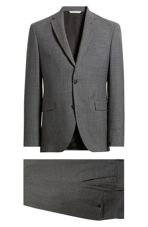 Ross Slim Fit Tick Weave Wool Suit