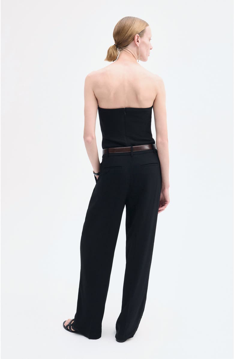 CO Strapless Bustier Top in Crepe, Alternate, color, Black