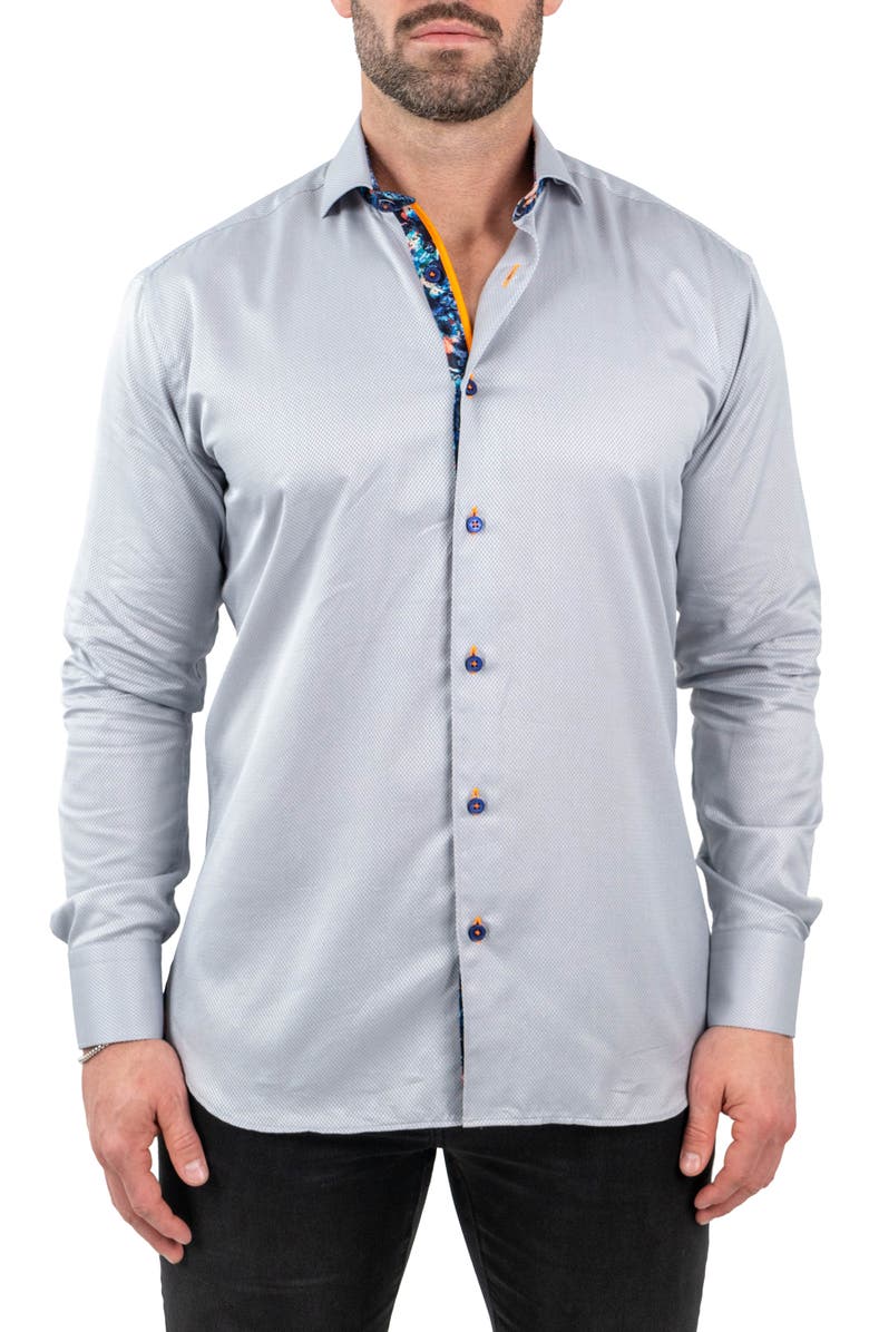 Maceoo Einstein Jacqslate Grey Button-Up Shirt, Main, color, Grey