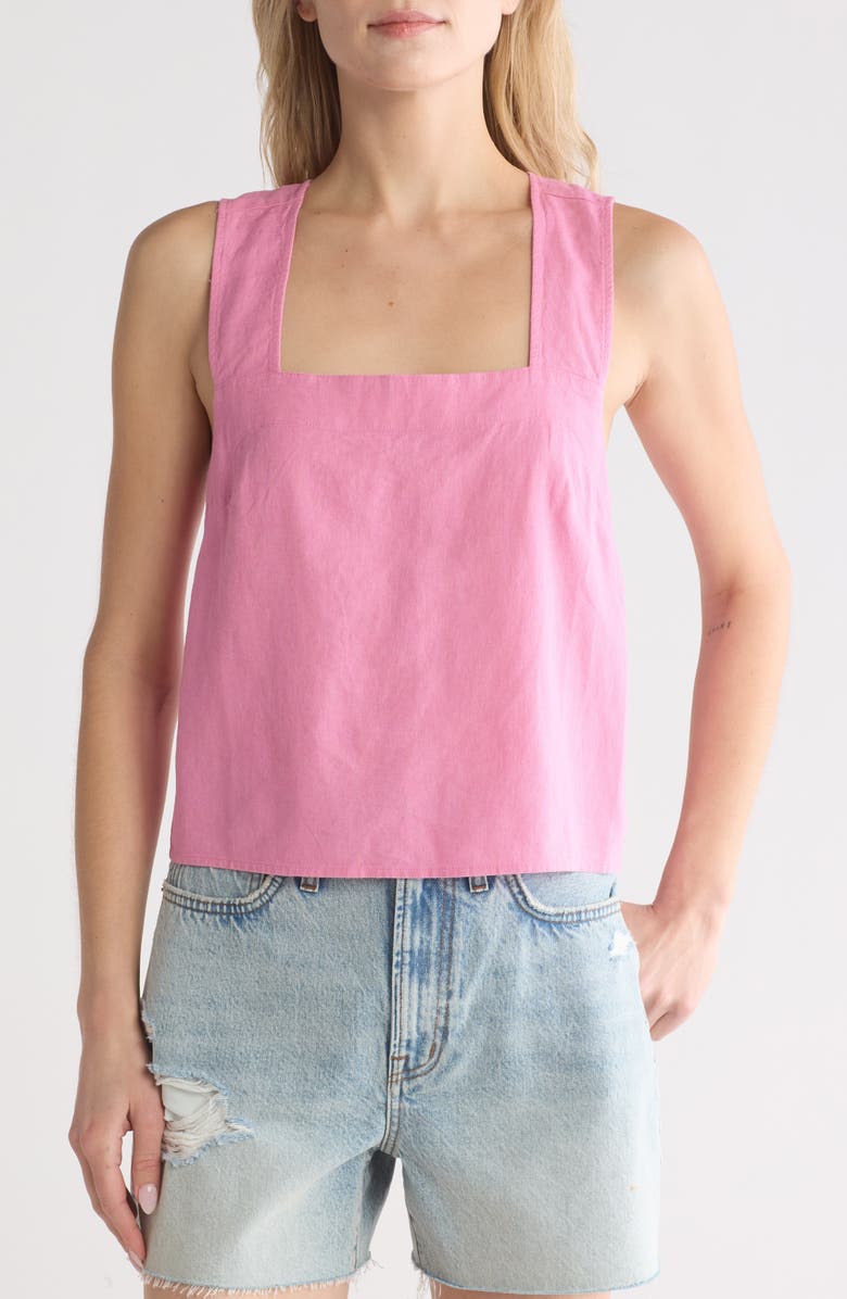 Madewell Irene Linen Blend Top, Main, color, Retro Pink