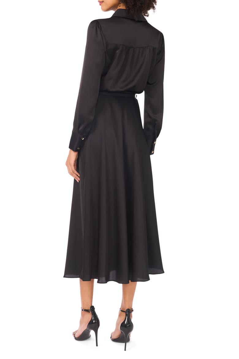 Isabelle Long Sleeve Belted Shirtdress, Alternate, color, RICH BLACK
