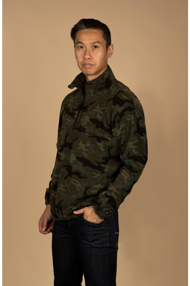Polar Fleece Quarter Zip Sweatshirt, Alternate, color, GREEN CAMO