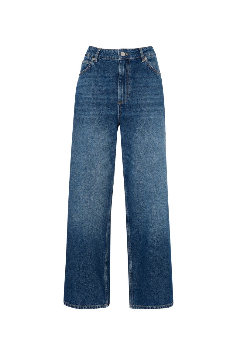 Denim Straight Ankle Length Jeans, Alternate, color, Denim