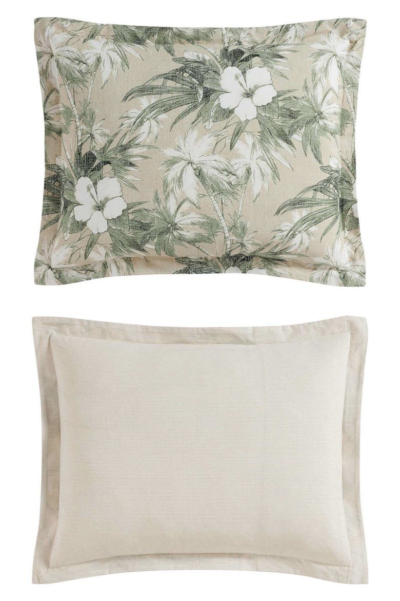 Beachway Blooms Comforter & Pillow Sham Set, Alternate, color, LIGHT BEIGE/ GREEN