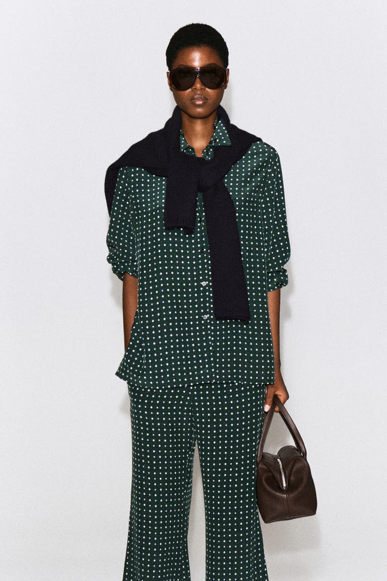 Geometric-Print Shirt, Main, color, GREEN / PRINTED