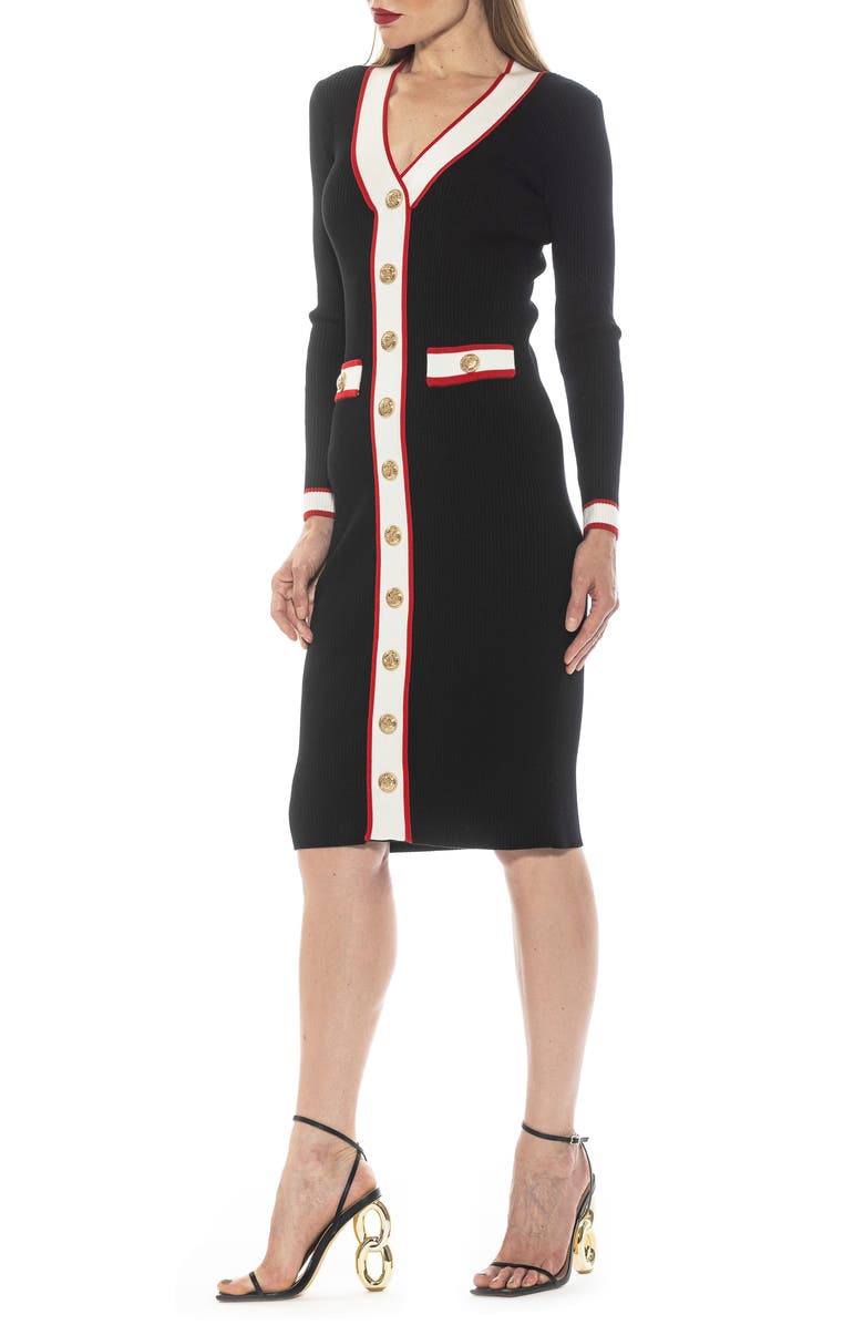 Alexia Admor Janet Long Sleeve Ribbed Sweater Dress, Alternate, color, 