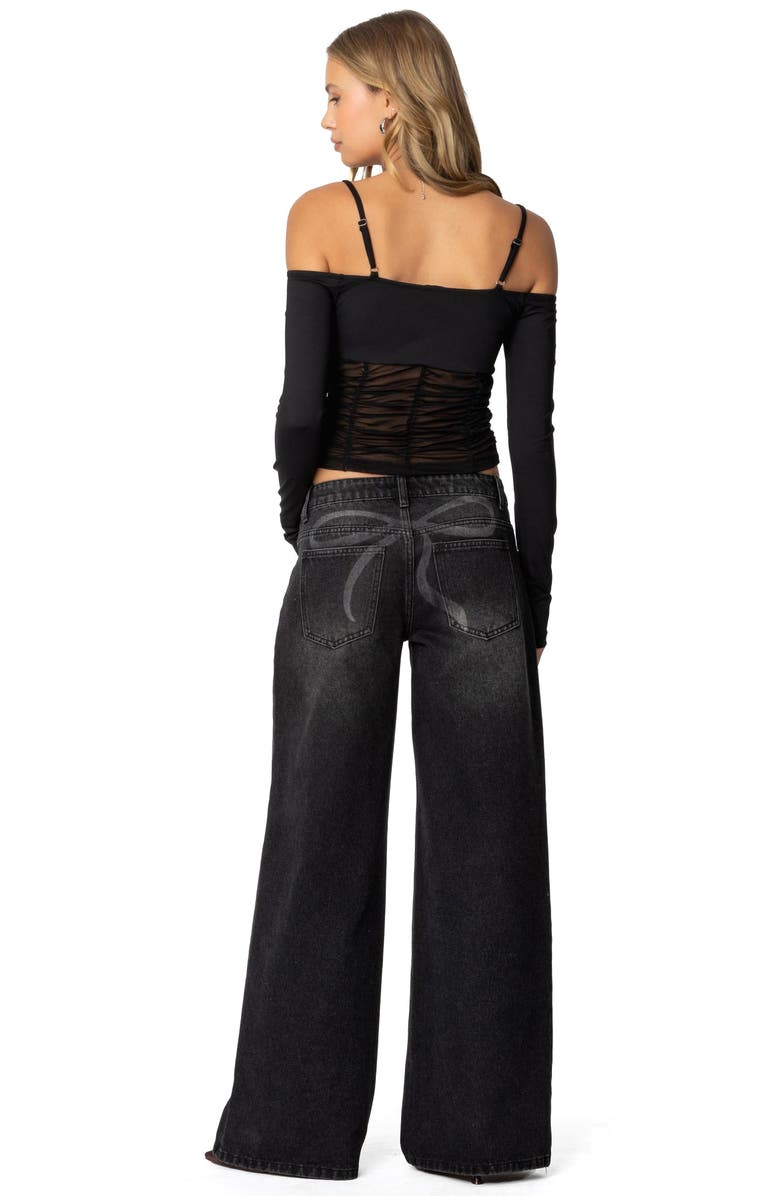 EDIKTED Vyxen Wide Leg Jeans, Alternate, color, Black-Washed