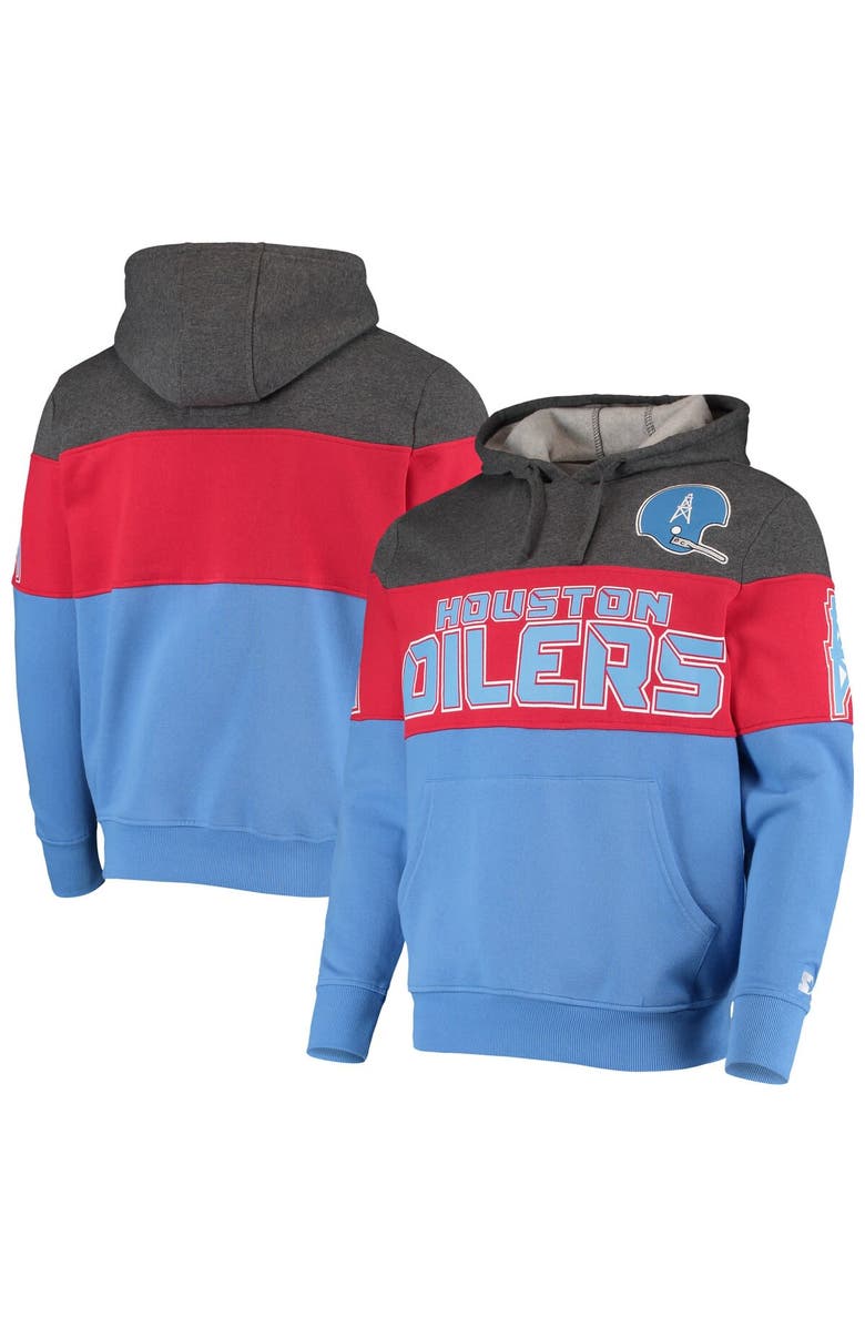 STARTER Men's Starter Gray/Red Houston Oilers Extreme Fireballer Throwback Pullover Hoodie, Alternate, color, Gray