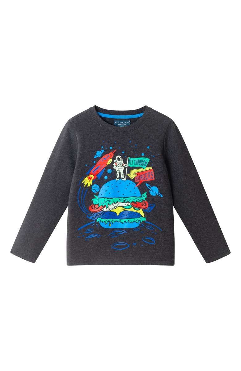 Andy & Evan Kids' Burger Long Sleeve Graphic T-Shirt, Main, color, Navy Burger