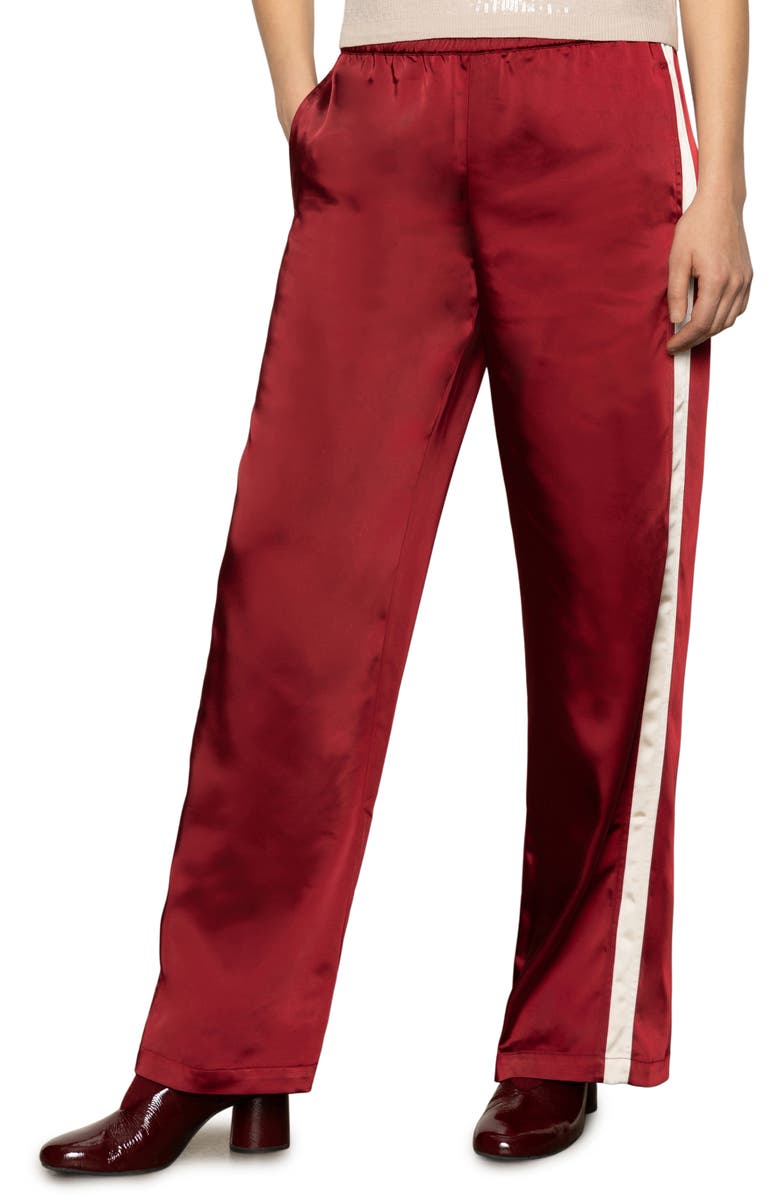 Sanctuary Satin Track Pants, Main, color, Crimson