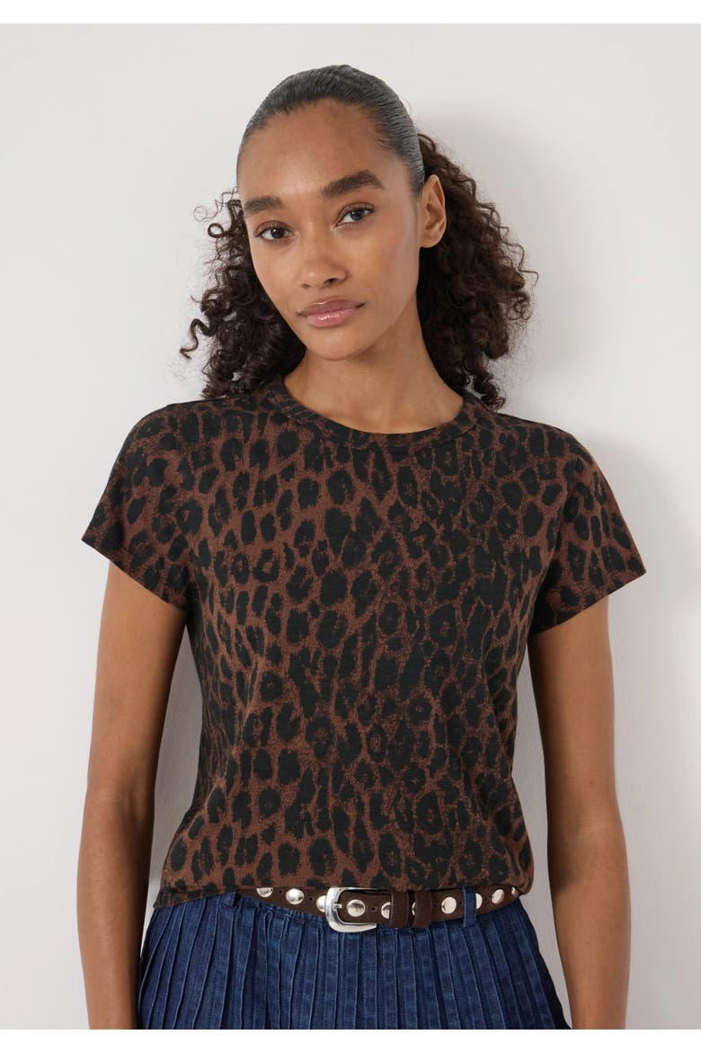 Printed Slim Fit Slub T-shirt, Alternate, color, Soft Leopard
