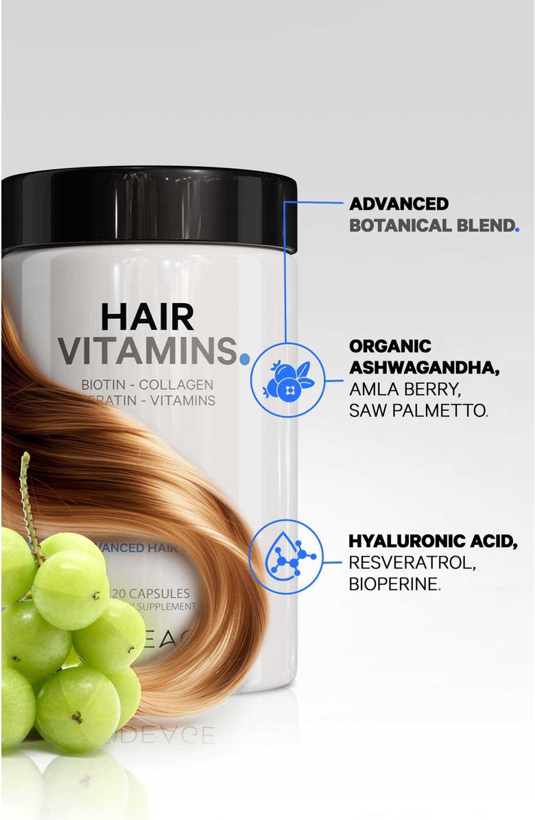 Codeage Hair Vitamins + Biotin Collagen Supplement, Alternate, color, White