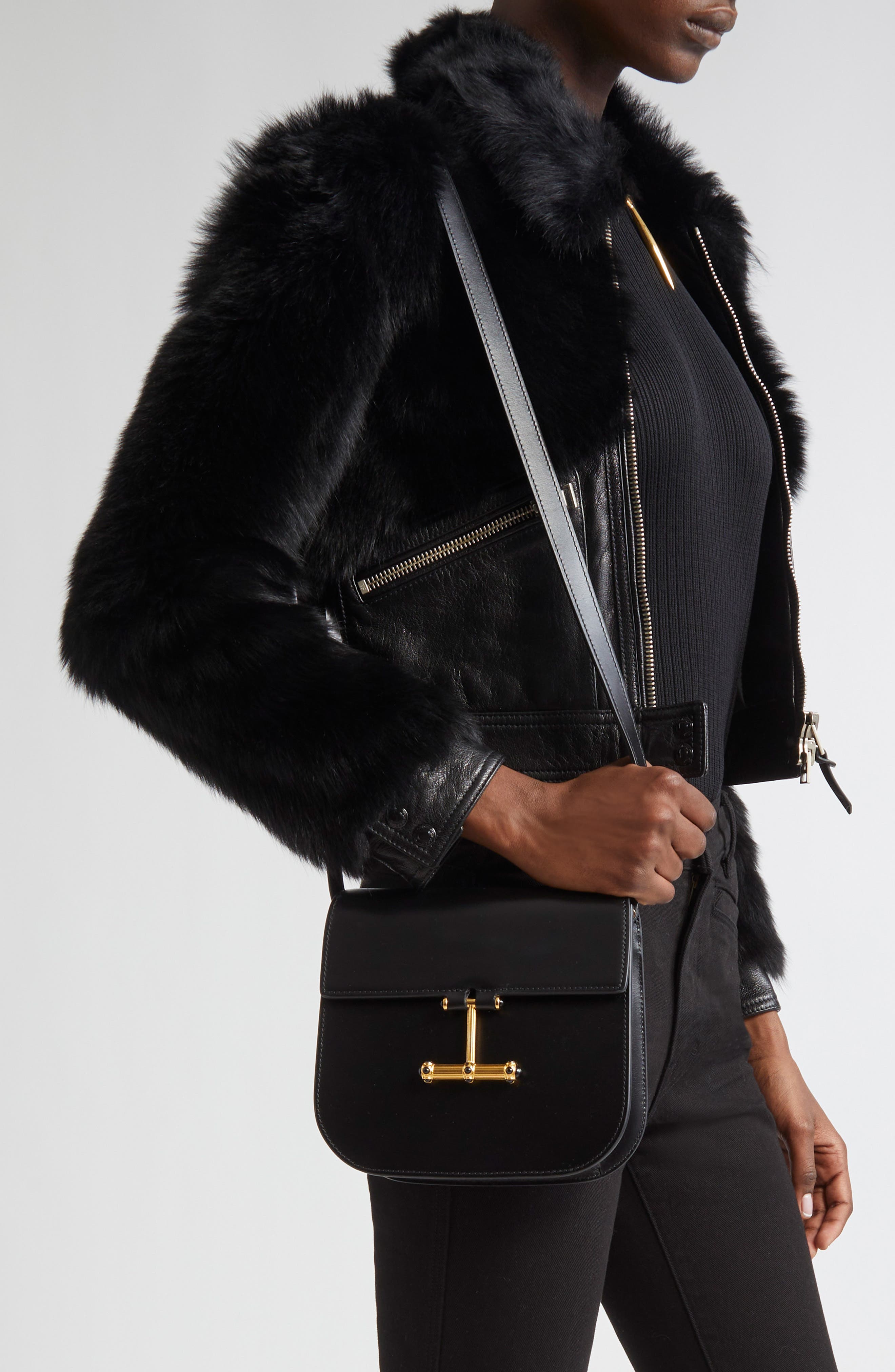 TOM FORD Mini Tara Cabochon Leather Crossbody Bag, Alternate, color, 