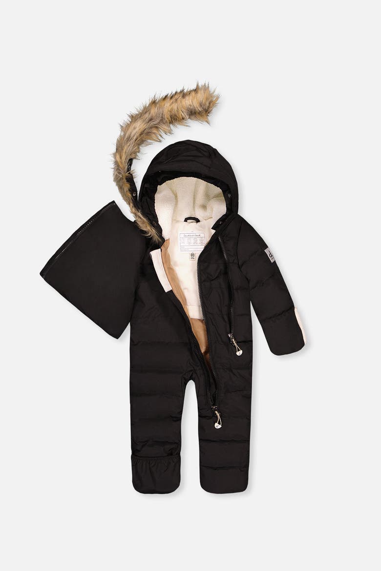 Snug Fleece Neckwarmer One Piece Snowsuit, Alternate, color, Noir