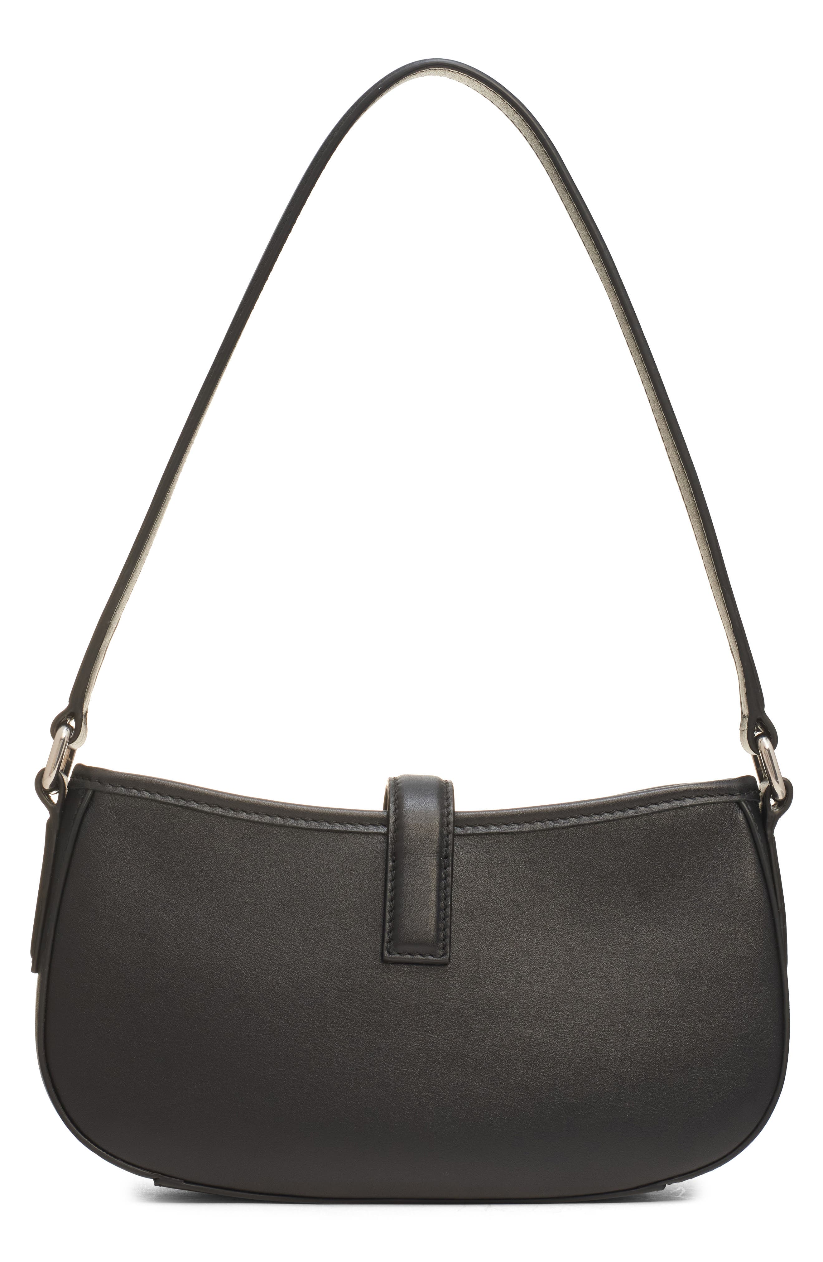 McQueen Mini T-Bar Leather Shoulder Bag, Alternate, color, Black/ Silver