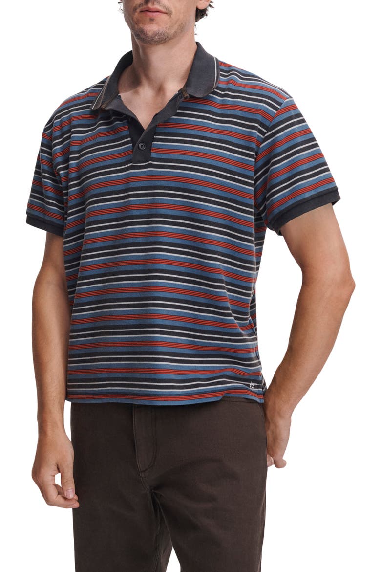 Striped Pique Polo, Alternate, color, NVYMT