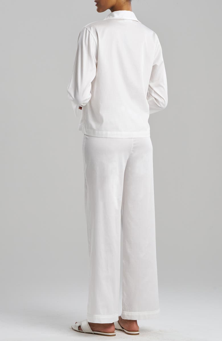 Natori Embroidered Trim Cotton Sateen Pajamas, Alternate, color, White
