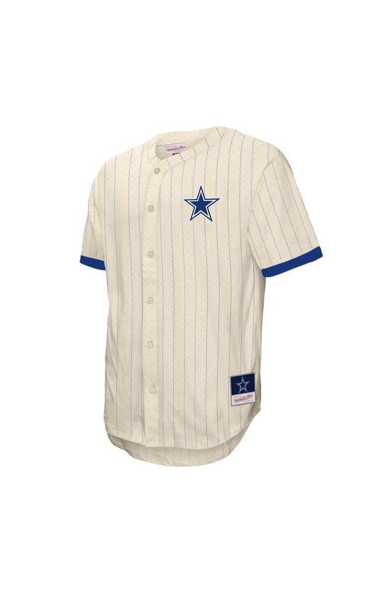 Mitchell & Ness Men's Mitchell & Ness  Cream Dallas Cowboys Vintage Logo Final Seconds Full-Button Mesh Top, Alternate, color, 