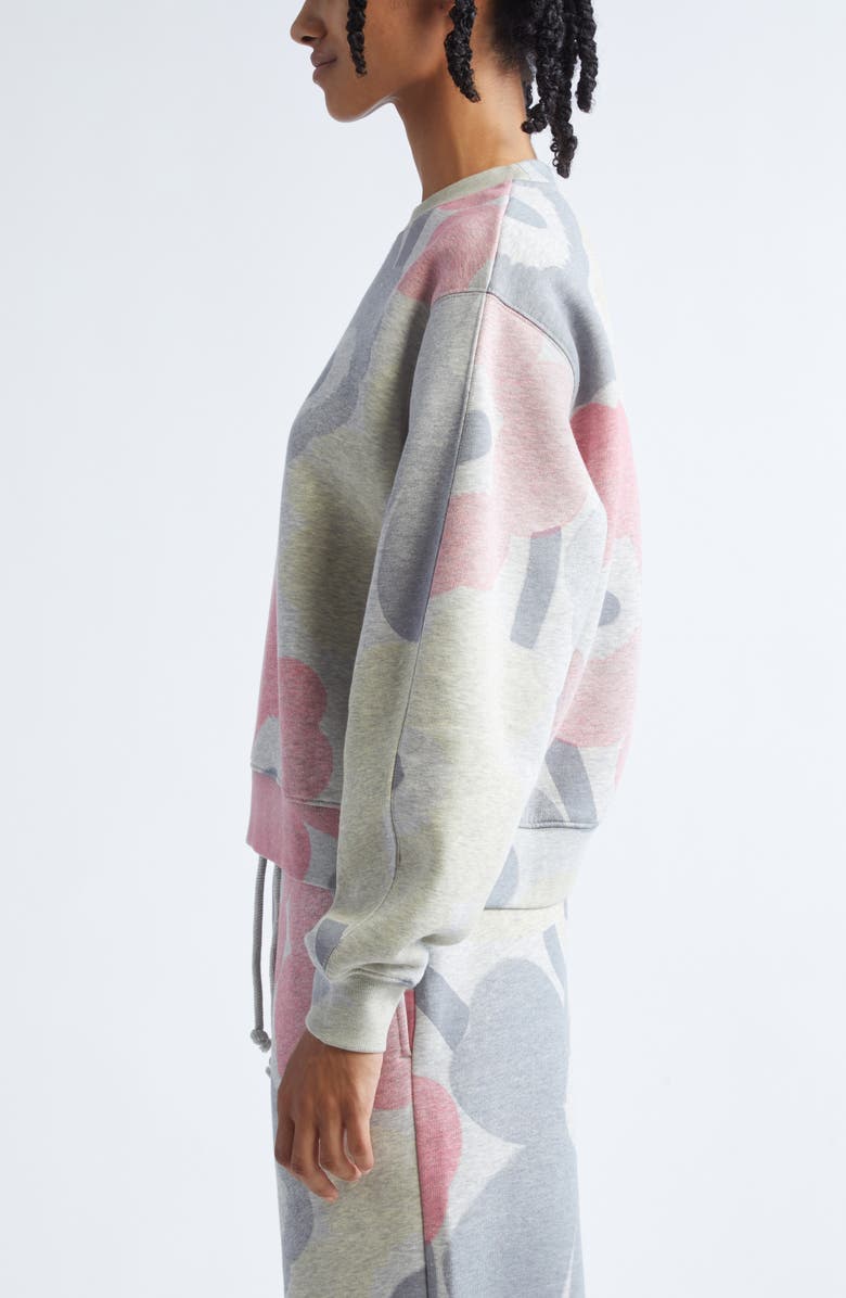 Marimekko Trilce Unikko Floral French Terry Sweatshirt, Alternate, color, Grey Melange Pink L Yellow