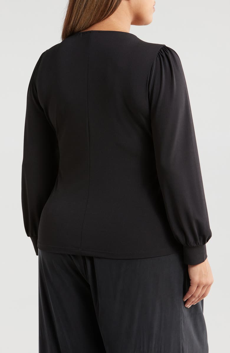 Universal Standard Balloon Sleeve Faux Wrap Crepe Jersey Top, Alternate, color, 