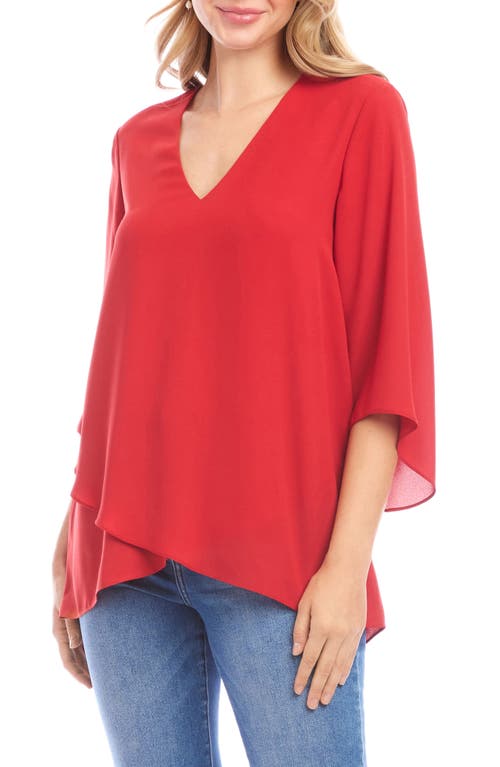 Karen Kane Crossover Hem Asymmetric Top In Red