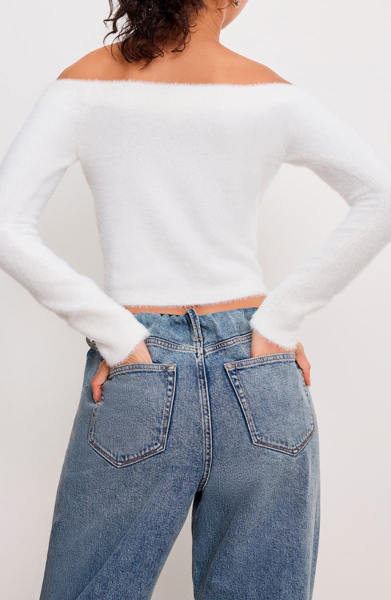 Good American Off the Shoulder Sweater, Alternate, color, Cloud White001