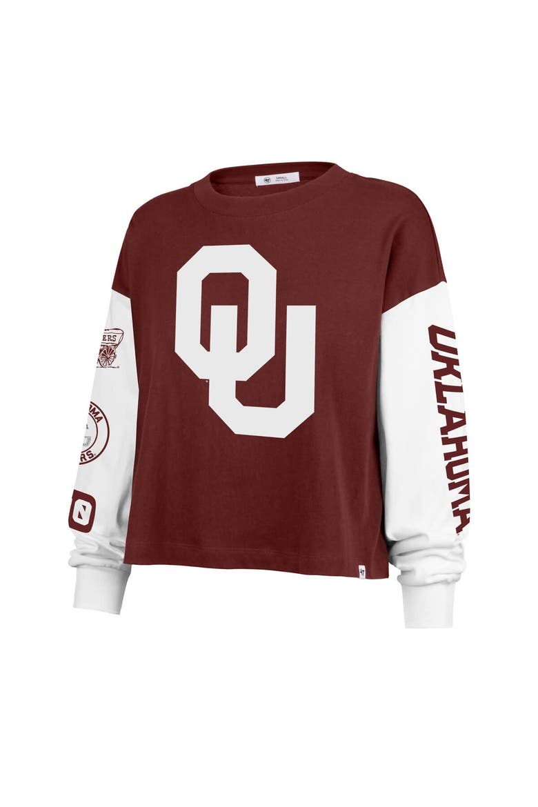 Women's '47 Crimson Oklahoma Sooners Sydney Long Sleeve T-Shirt, Alternate, color, Crimson