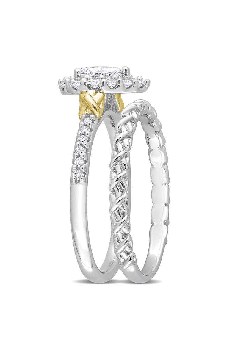 Diamond Pear Halo Bridal Ring Set 14k, Alternate, color, 14K Two-Tone Gold